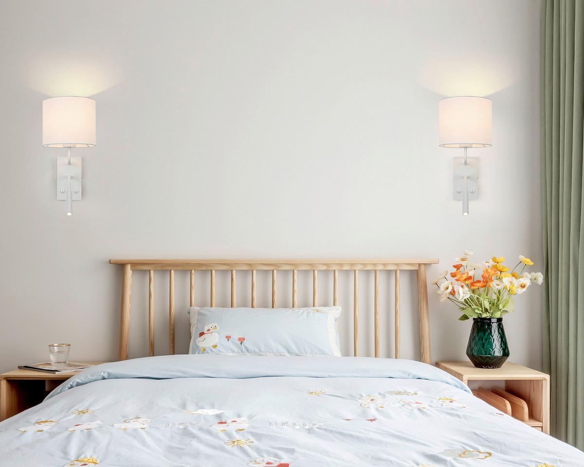Wandleuchte Douple Weiss max. 28 Watt - Weiss, Konventionell, Kunststoff/Textil (31/18/33cm) - Mömax