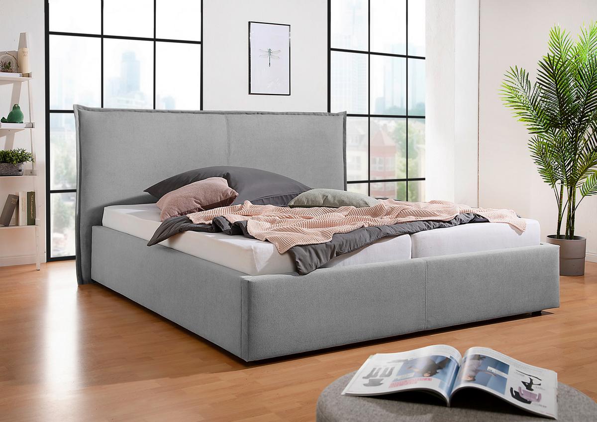 Polsterbett Stacey Grau ca. 200x200 cm - Schwarz/Grau, MODERN, Kunststoff/Textil (200/200cm) - Livetastic