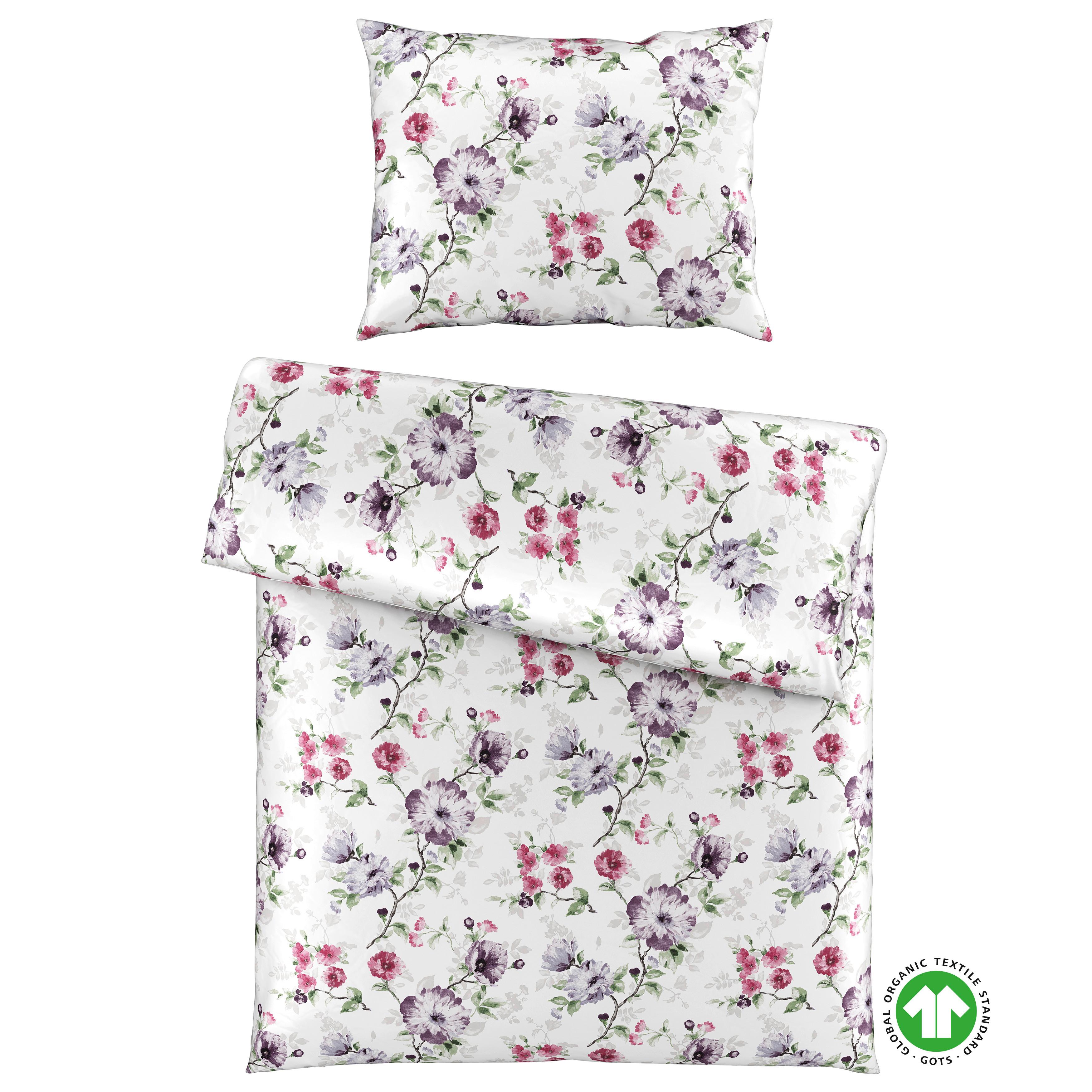 Bio-Sophia Design Grün/Lila/Weiß ca. 140x200cm - Lila/Weiß, Natur, Textil (140/200cm) - ecoTree