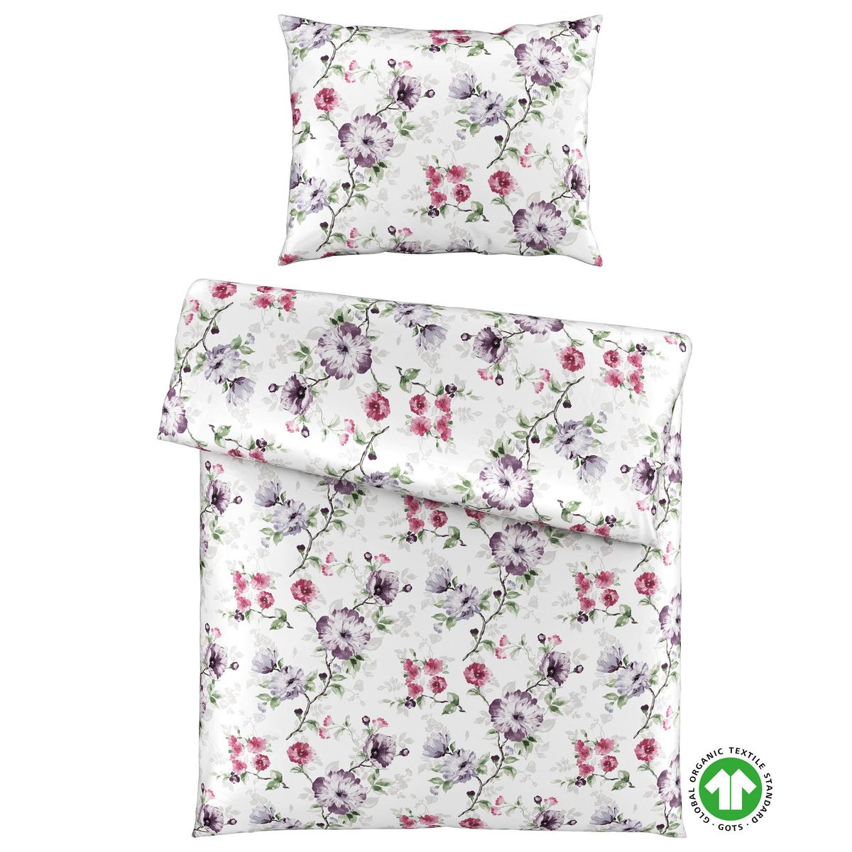 Bio-Sophia Design Grün/Lila/Weiß ca. 140x200cm - Lila/Weiß, Natur, Textil (140/200cm) - ecoTree