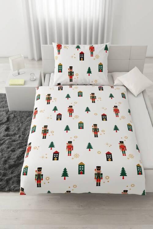 Lenjerie de pat Nussknacker cca. 140x200/50x70cm - alb/roșu, textil (140/200cm) - Mömax