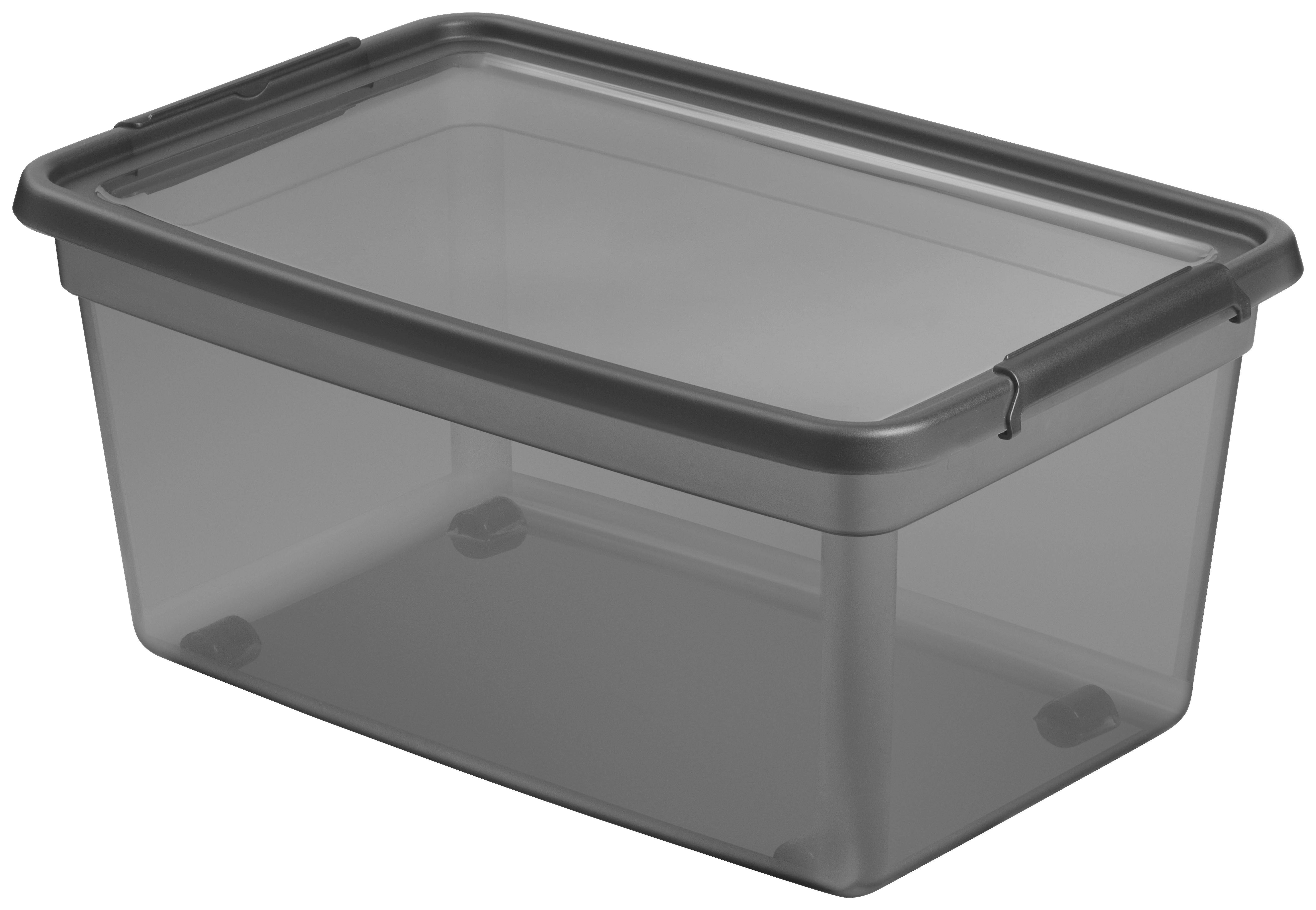Aufbewahrugsbox Blacky in Schwarz ca. 60l - Transparent/Schwarz, Modern, Kunststoff (58/39/37,5cm) - Premium Living