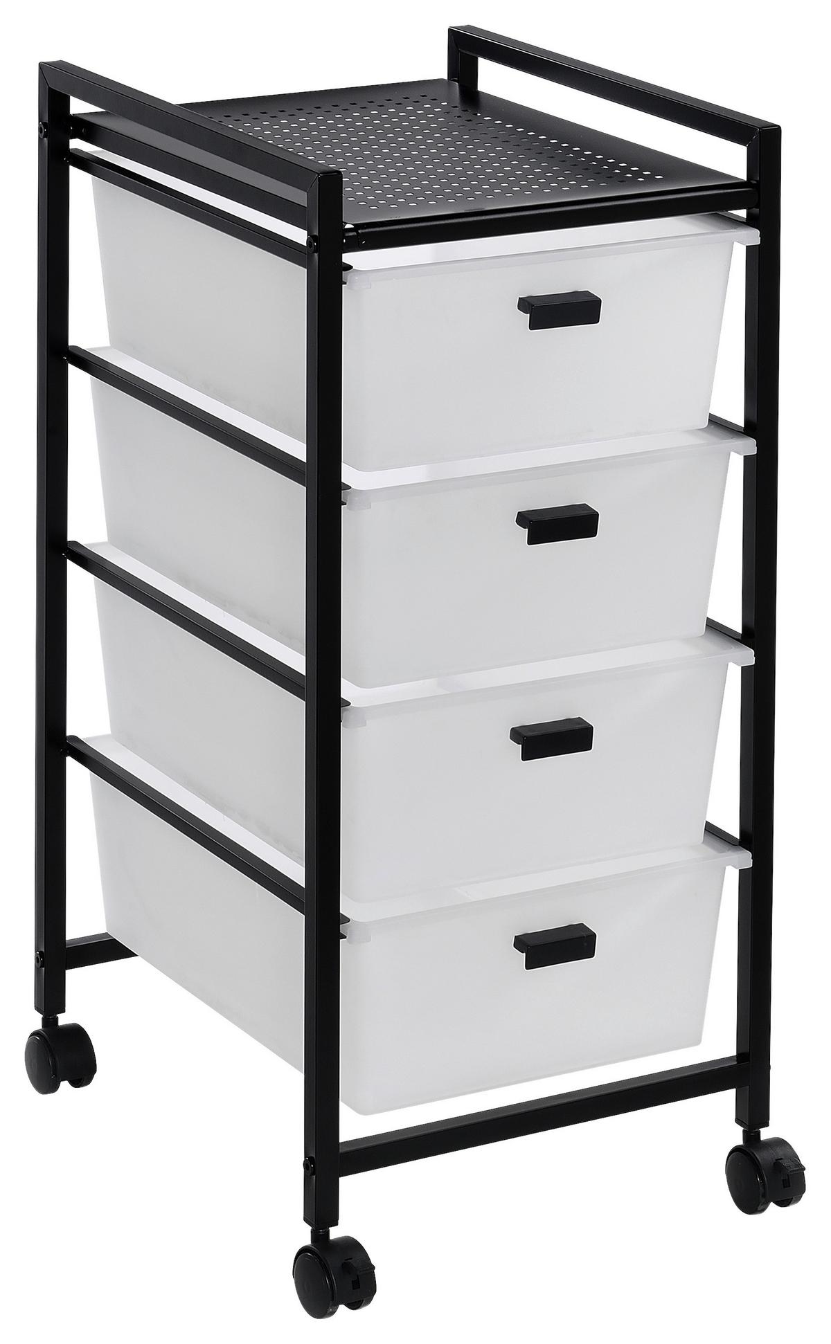 Rollcontainer Jolin Weiß/Schwarz - Schwarz/Weiß, MODERN, Kunststoff/Metall (39/72,5/32,5cm) - Mömax