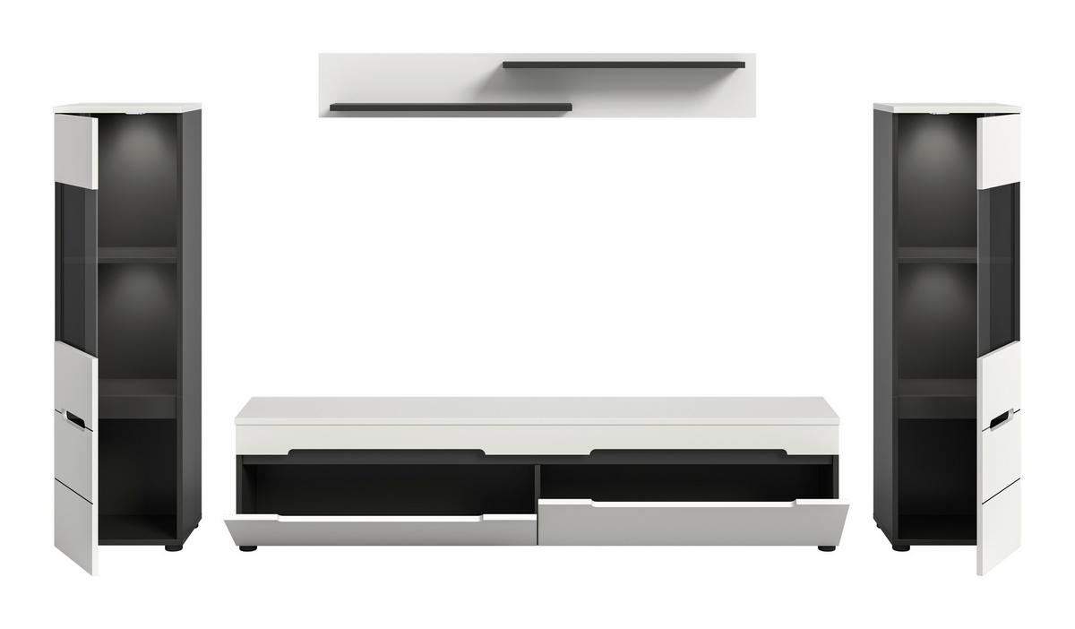 Dnevni Regal Canu, Bela, Siva, 4-Delni - črna/bela, Design, umetna masa/leseni material (272/141/33cm) - Livetastic