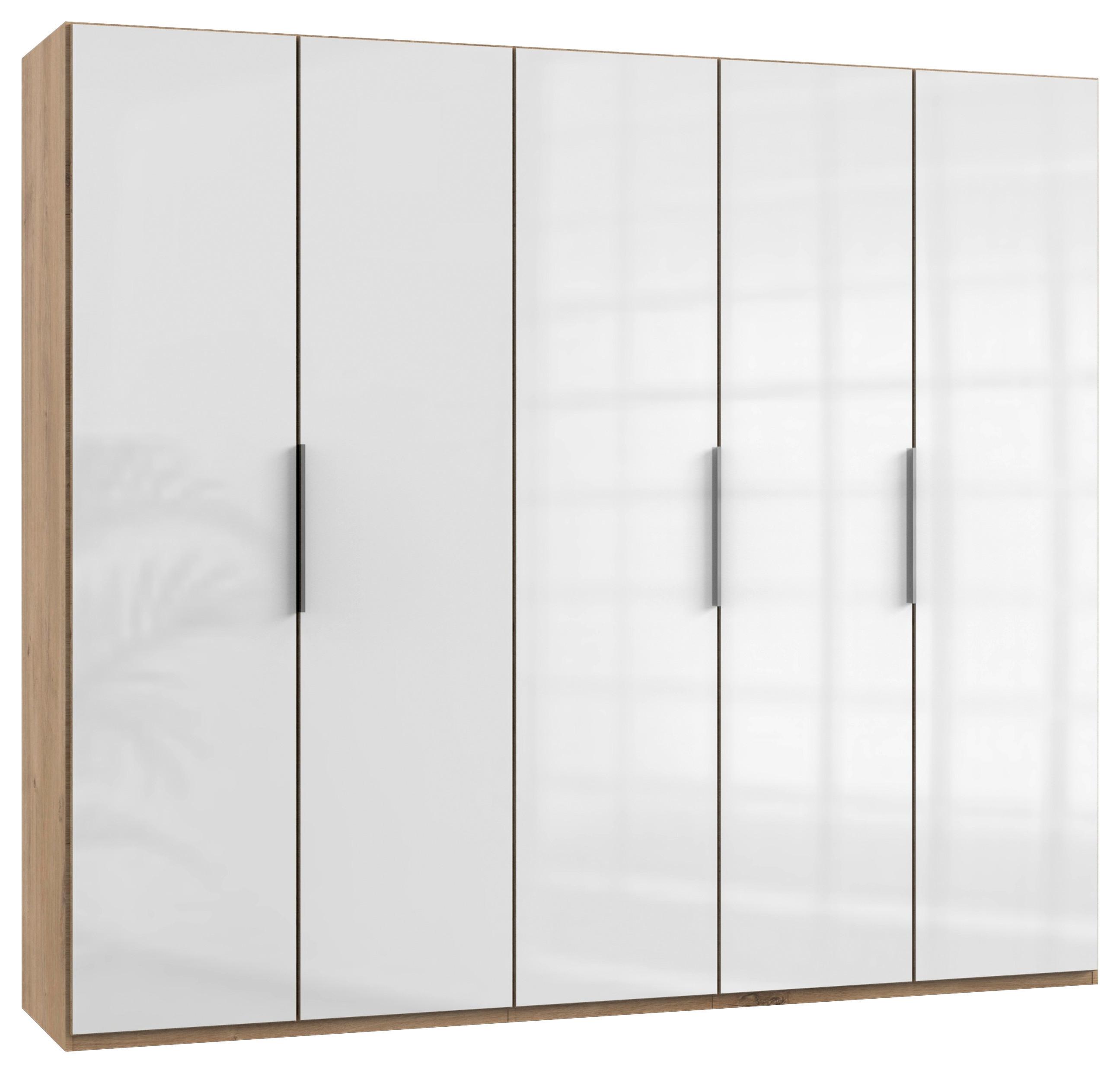 Drehtürenschrank ca. 250 cm Level 36D Weiß/Eiche Dekor - Chromfarben/Weiß Hochglanz, MODERN, Holzwerkstoff (250/216/58cm) - MID.YOU