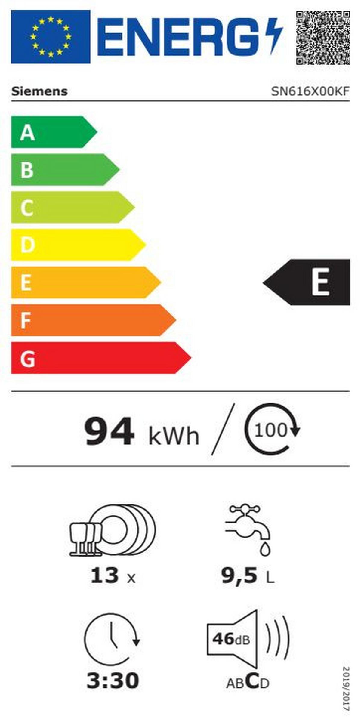 Geschirrspüler SN616X00KF vollintegriert - Graphitfarben, MODERN (59,8/81,5/55cm) - Siemens
