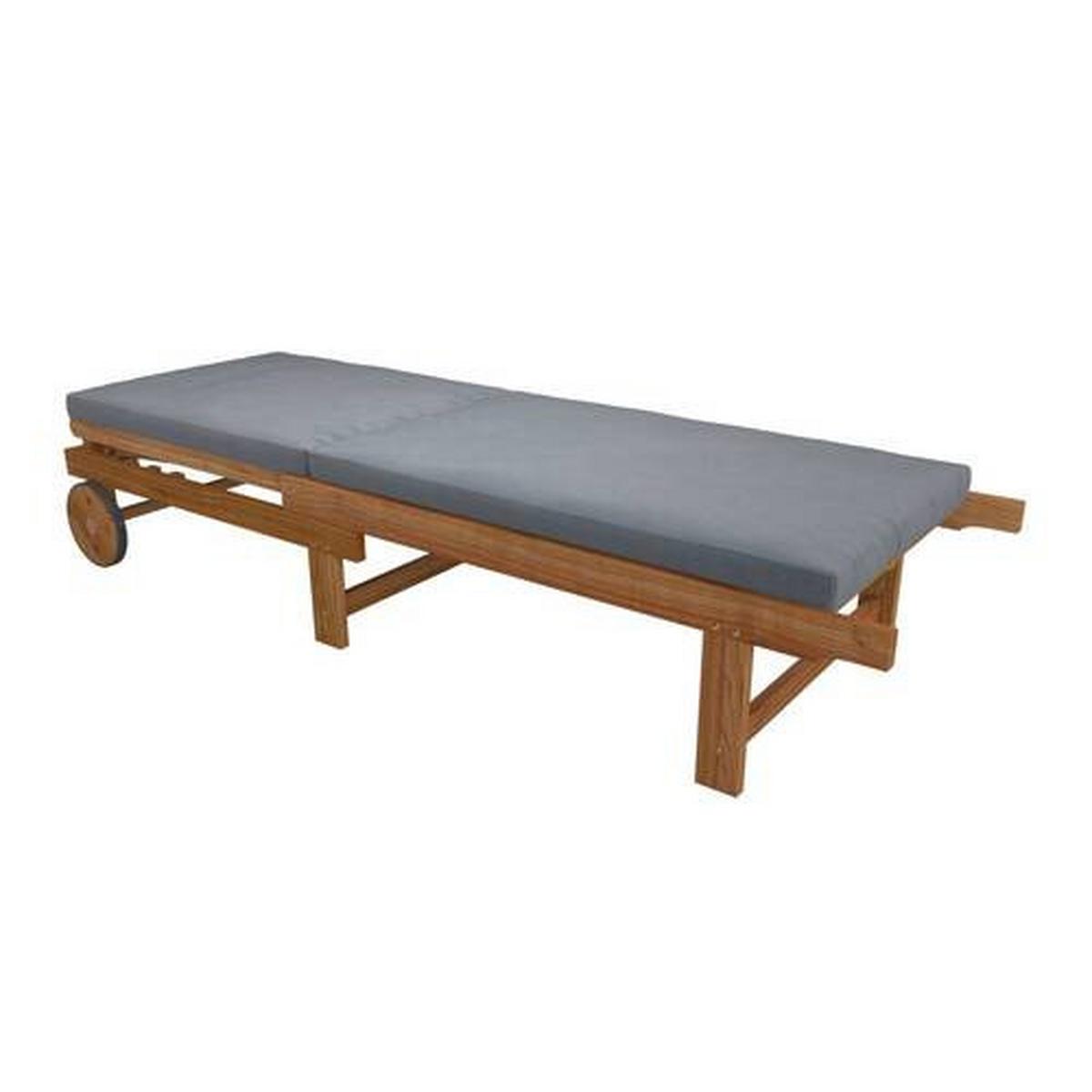 LEŻAK OGRODOWY TENERIFFA - kolor akacjowy/szary, Basics, drewno/tkanina (186/32/70cm) - Ambia Garden