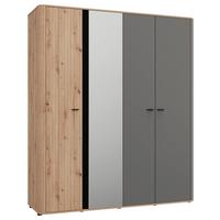 Ruhásszekrény Sinop - grafitszürke/fekete, Modern, faalapú anyag/üveg (179,5/210,5/56cm)