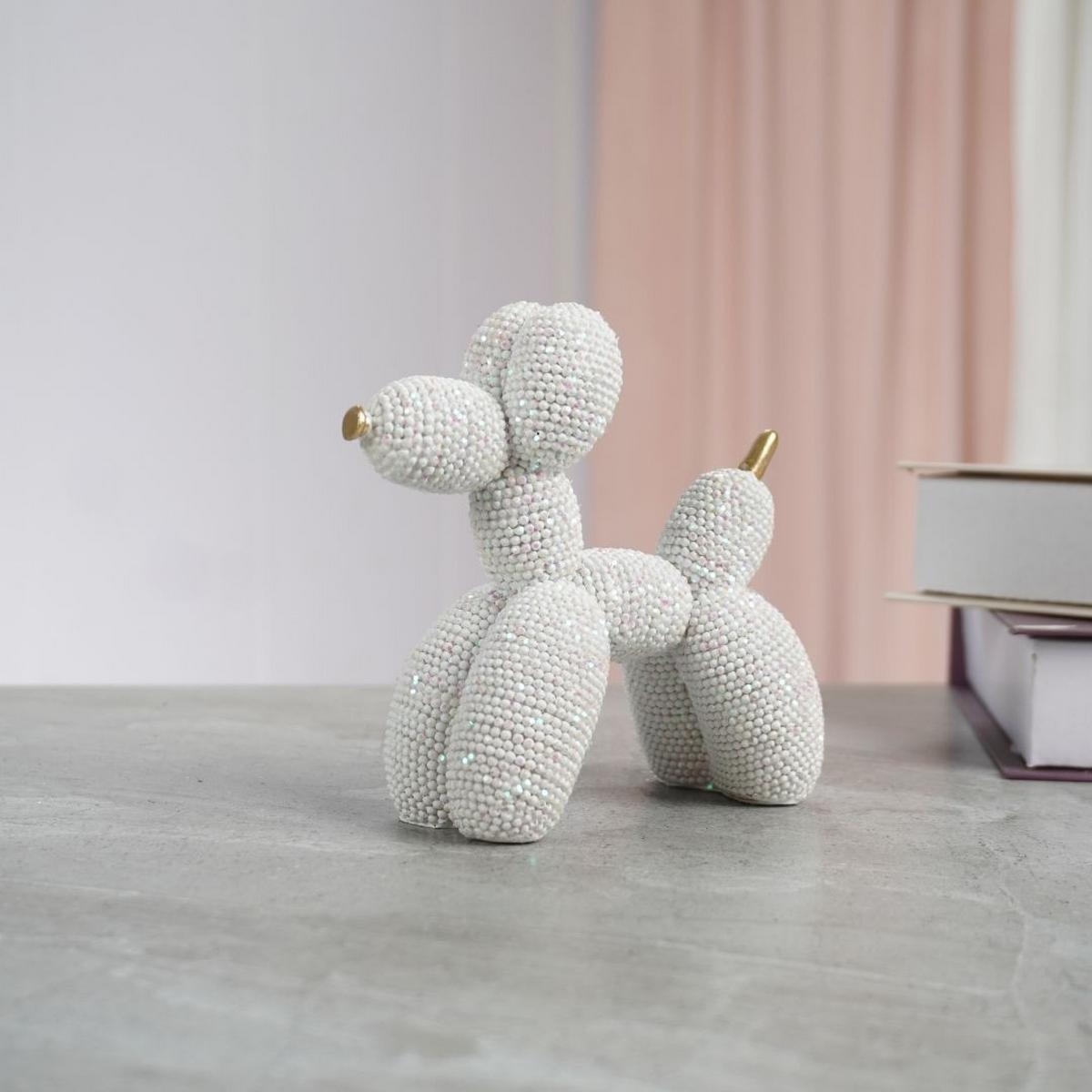 Dekor Kutya Doggybob - aranyszínű/fehér, műanyag (12,8/6/12,2cm)