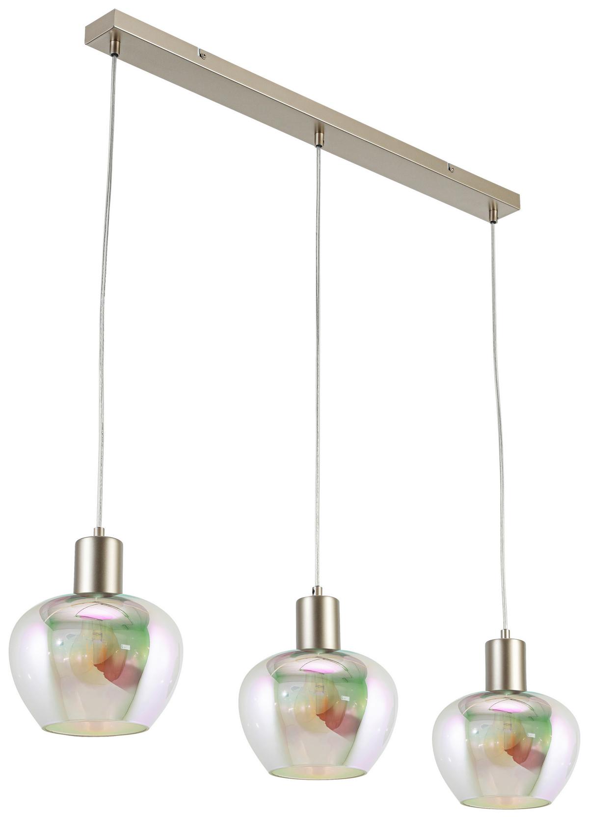 Hängeleuchte Reni Champagnerfarben max.120 Watt - Champagner/Transparent, MODERN, Glas/Kunststoff (86/18/120cm)