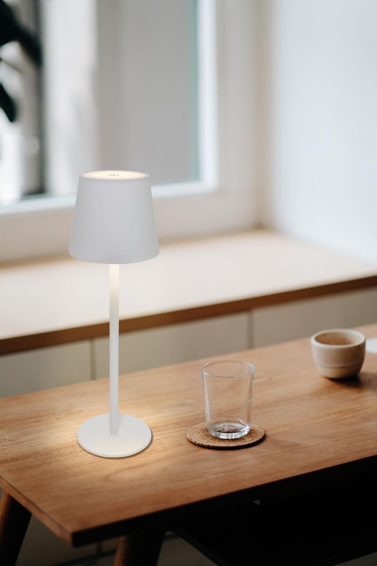 LAMPA STOŁOWA Z AKUMULATOREM BASIC TABLE *SBN* - biały, Design, tworzywo sztuczne/metal (11,5/36cm) - Novel