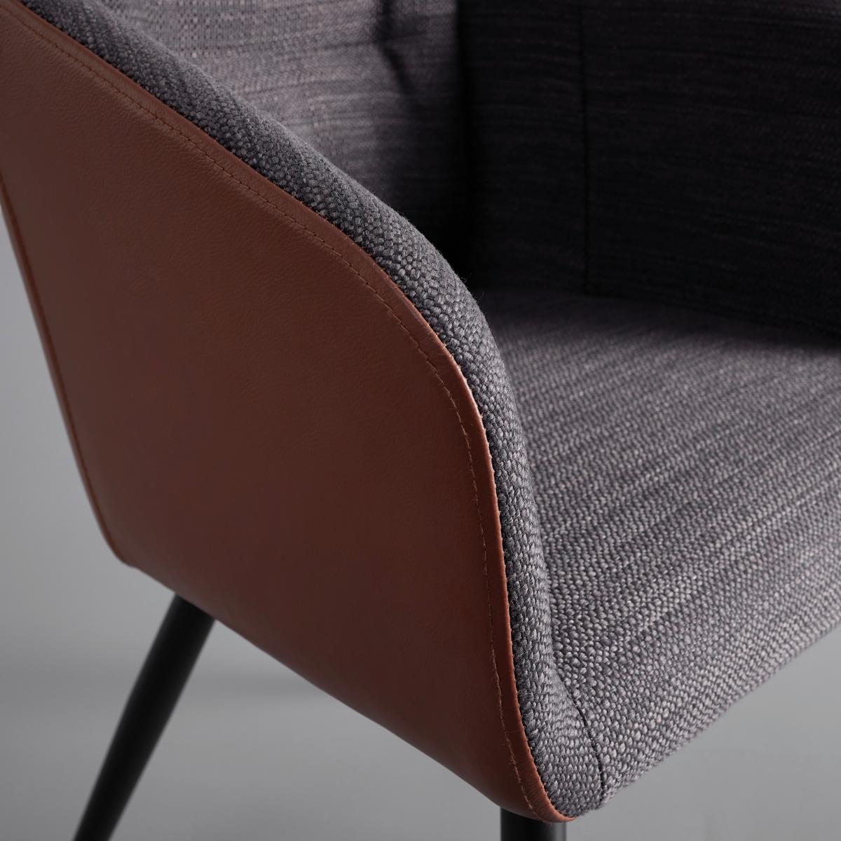 KRZESŁO Z PODŁOKIETNIKAMI BIANCO - ciemnoszary/czarny, Modern, skóra/metal (55,5/75,5/58cm) - Bessagi Home