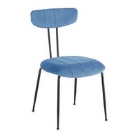 Stuhl Tylor Blau Samt Gepolstert - Blau/Schwarz, MODERN, Holz/Textil (45/85/58cm) - Bessagi Home