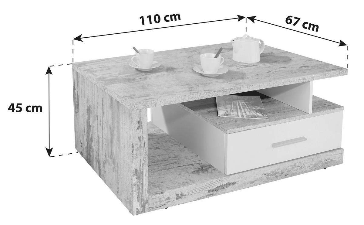 Klubska Miza Iguan, Siva - temno siva/bela, Moderno, leseni material (110/45/67cm) - Mömax