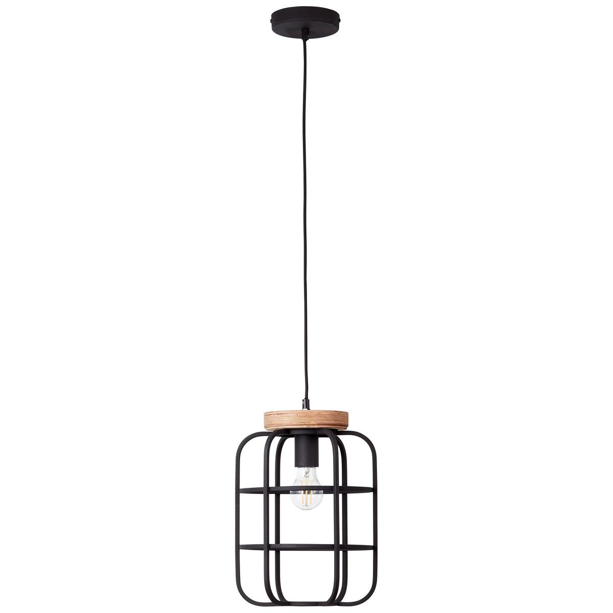 Hängeleuchte Gwen Braun/Schwarz max. 40 Watt - Schwarz/Braun, Design, Holz/Metall (25/147cm) - Brilliant