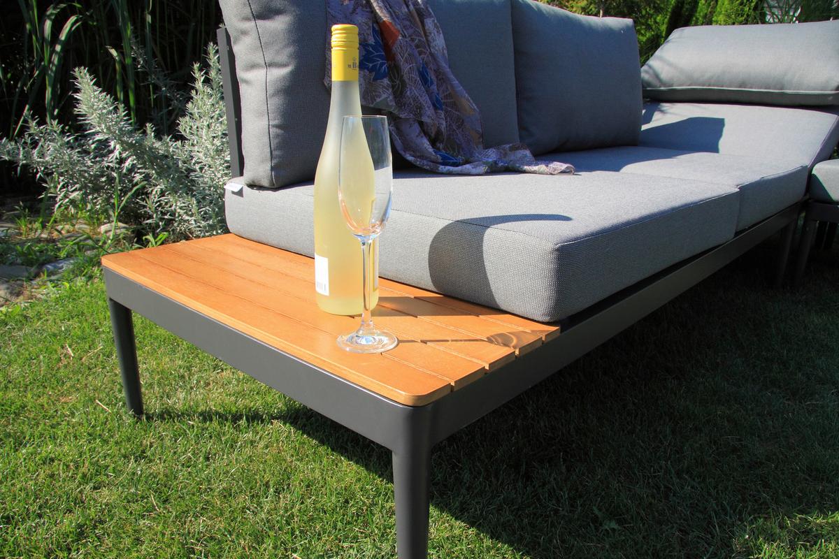 Lounge Garnitura Acamp, Antracit - barva tikovine/srebrne barve, Basics, kovina/tekstil (243/68/243cm) - Acamp