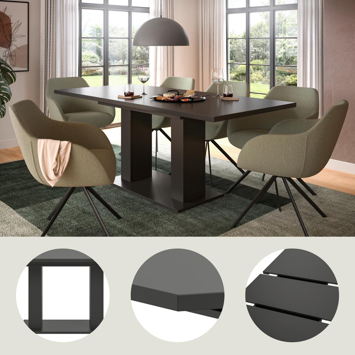 Ausziehtisch Marlon ca. 150x190 cm Grau/Eiche - Grau, KONVENTIONELL, Holzwerkstoff (150-190/90/76cm) - MID.YOU