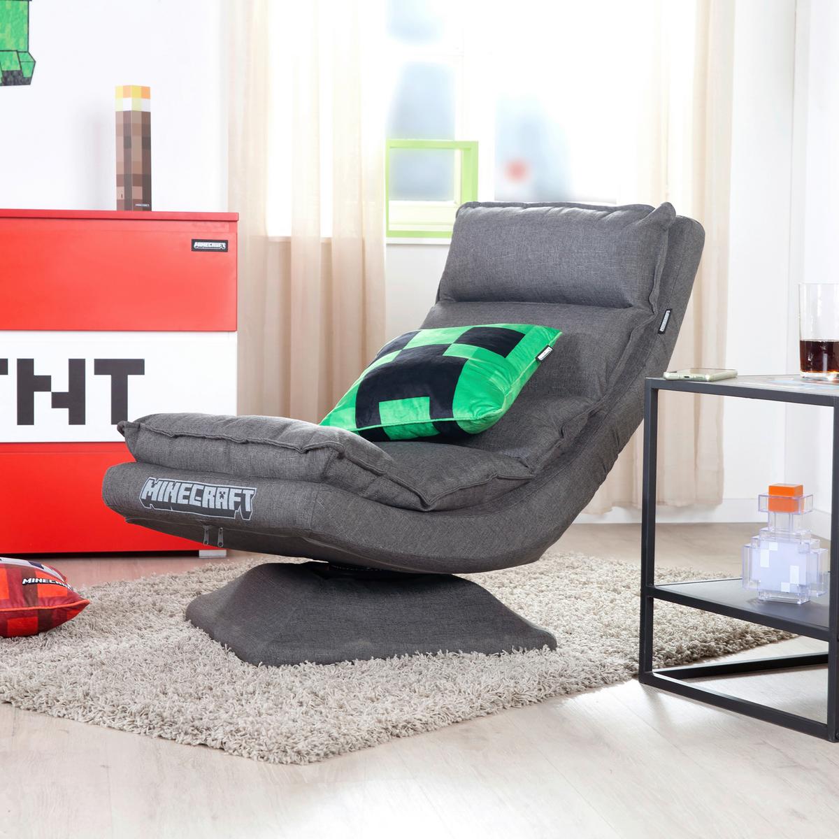 Loungesessel Minecraft ca. 59x83x59 cm Grau - Grau, MODERN, Textil/Metall (59/83/59cm) - Minecraft