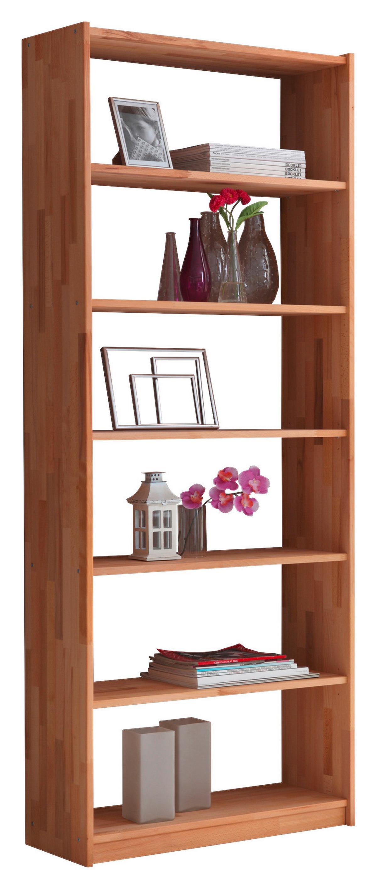 Standregal "Simon", aus Buche, buchefarben - Buchefarben, Basics, Holz (80/214/31cm) - MID.YOU