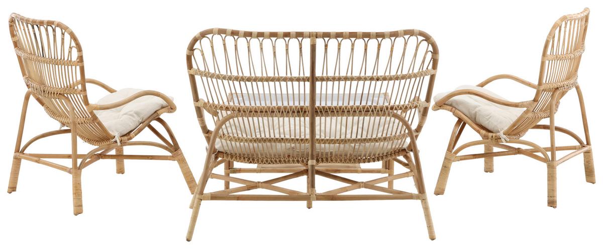 Loungegarnitur Ella Rattan Braun - Braun, KONVENTIONELL, Holz - Gardenson