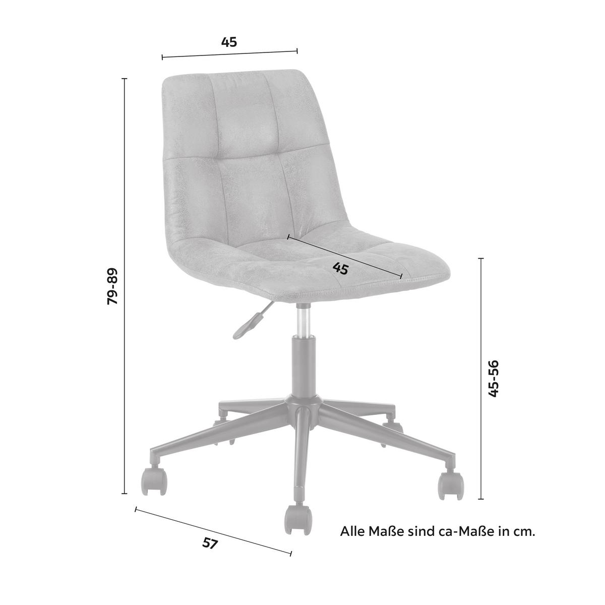 Drehstuhl Clelie Braun Mikrofaser - Schwarz/Braun, MODERN, Holz/Kunststoff (45/79-89/57cm) - Bessagi Home