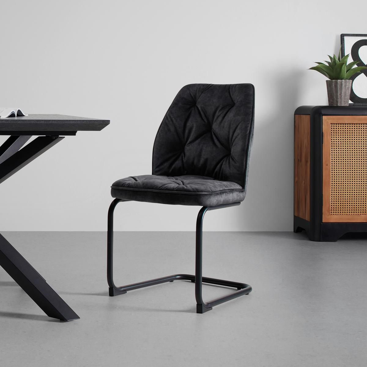 Schwingstuhl Eila Grau/Schwarz - Schwarz/Grau, MODERN, Holz/Textil (47/91/61cm) - Mömax
