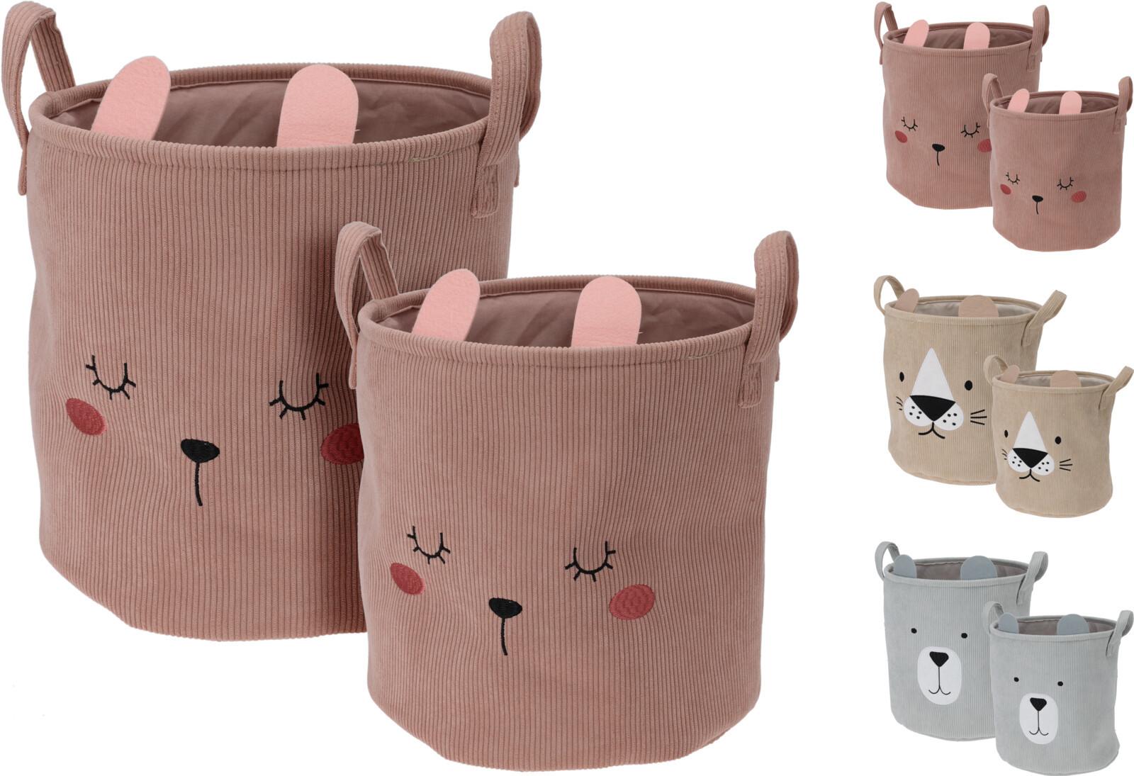 Tárolódobozszett Kids Collection - pink/barna, textil (30-25/30-25cm)