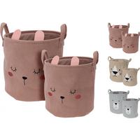 Tárolódobozszett Kids Collection - pink/barna, textil (30-25/30-25cm)
