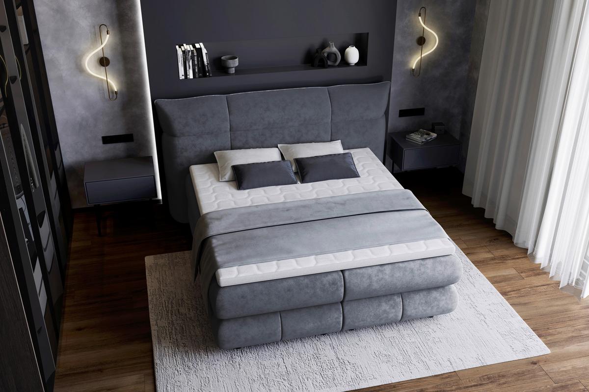 Boxspring Krevet Caramelo - crna/antracit, Trend, tekstil/plastika (140/200cm) - Premium Living