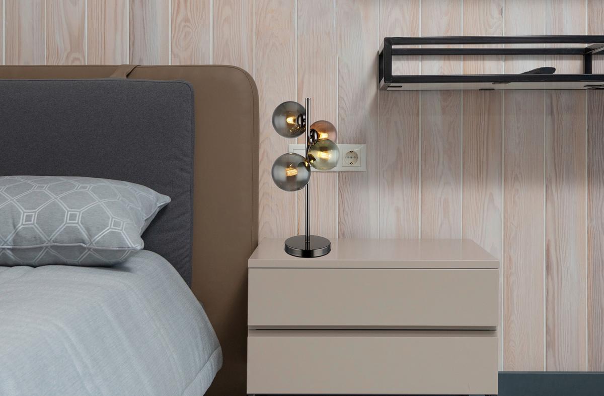 LED-TISCHLEUCHTE 56142-4T RIHA - Petrol/Schwarz, Design, Glas/Kunststoff (23,7/19,3/48cm) - Globo