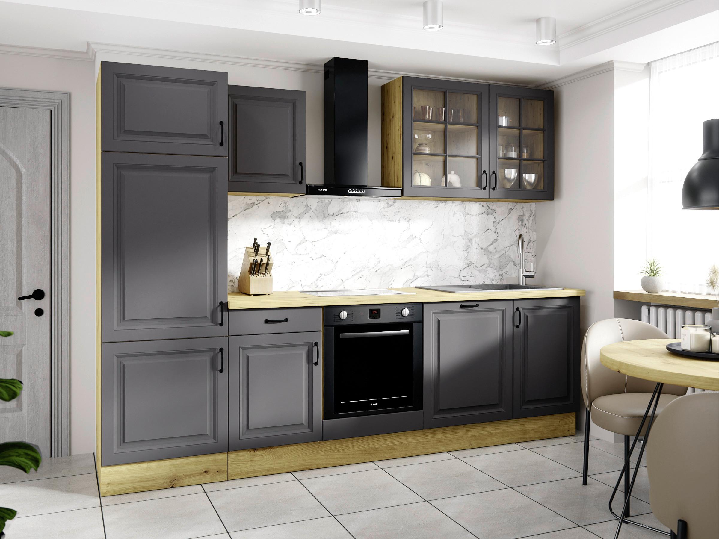 Kuhinjski Blok Brez Aparatov Stina, 280cm - črna/antracit, Romantika, kovina/steklo (280/219/60cm) - Livetastic