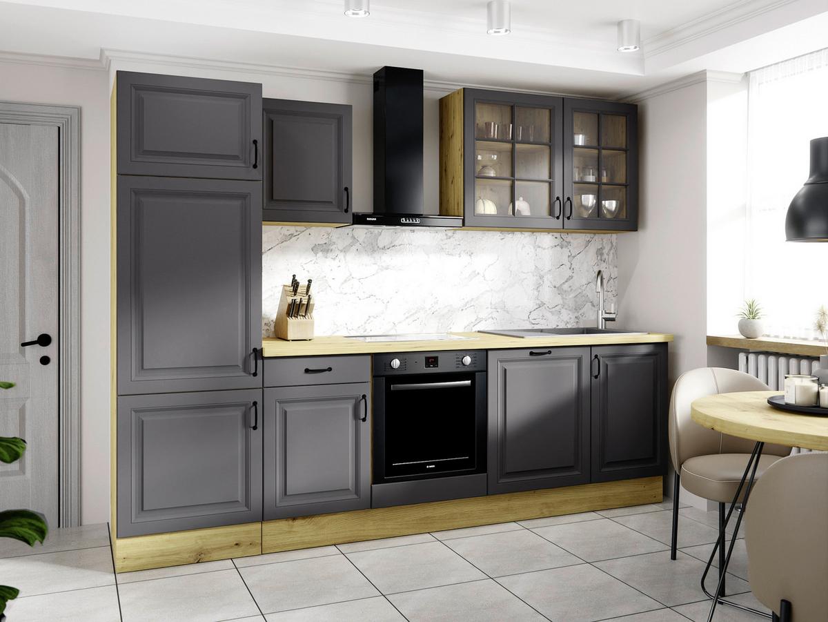 Kuhinjski Blok Brez Aparatov Stina, 280cm - črna/antracit, Romantika, kovina/steklo (280/219/60cm) - Livetastic