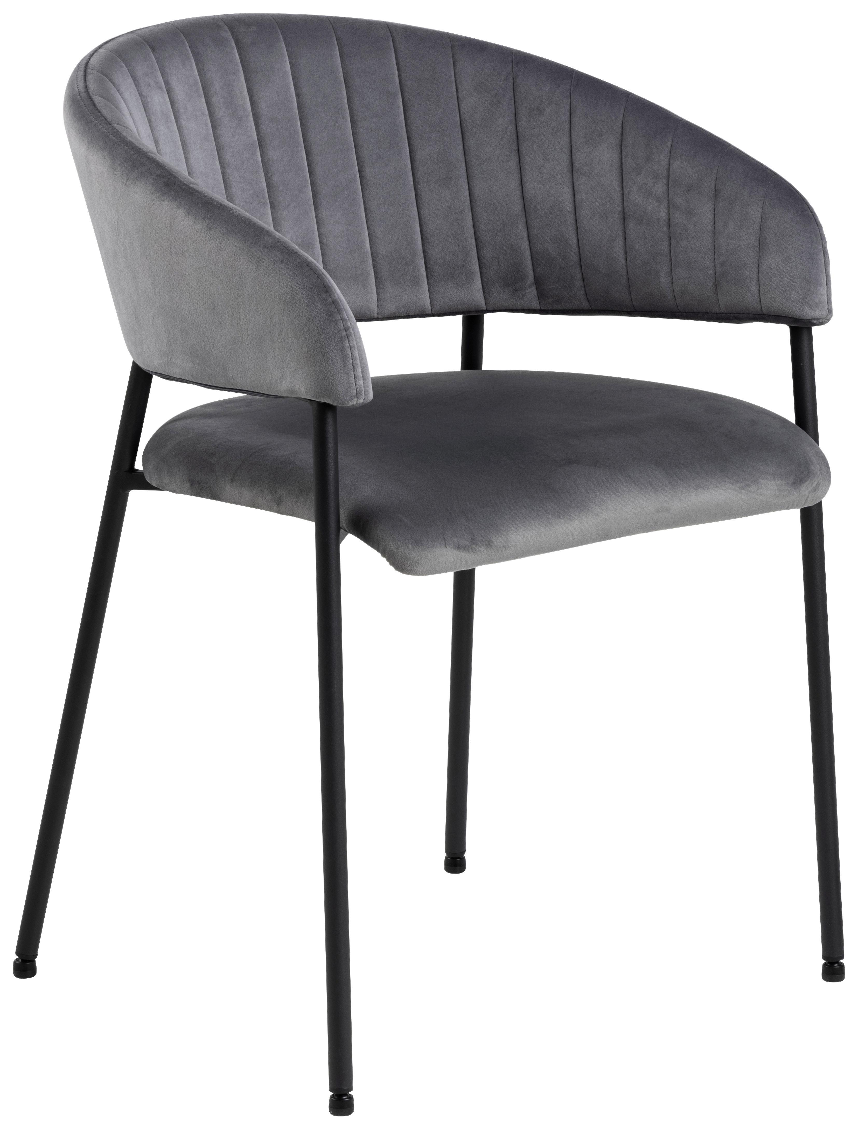 KRZESŁO Z PODŁOKIETNIKAMI ANN - ciemnoszary/czarny, Trend, metal/tkanina (54,5/77,5/54cm)