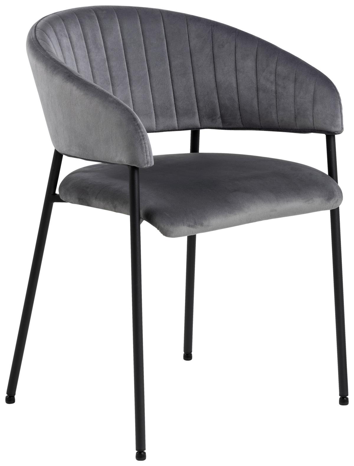 KRZESŁO Z PODŁOKIETNIKAMI ANN - ciemnoszary/czarny, Trend, metal/tkanina (54,5/77,5/54cm)