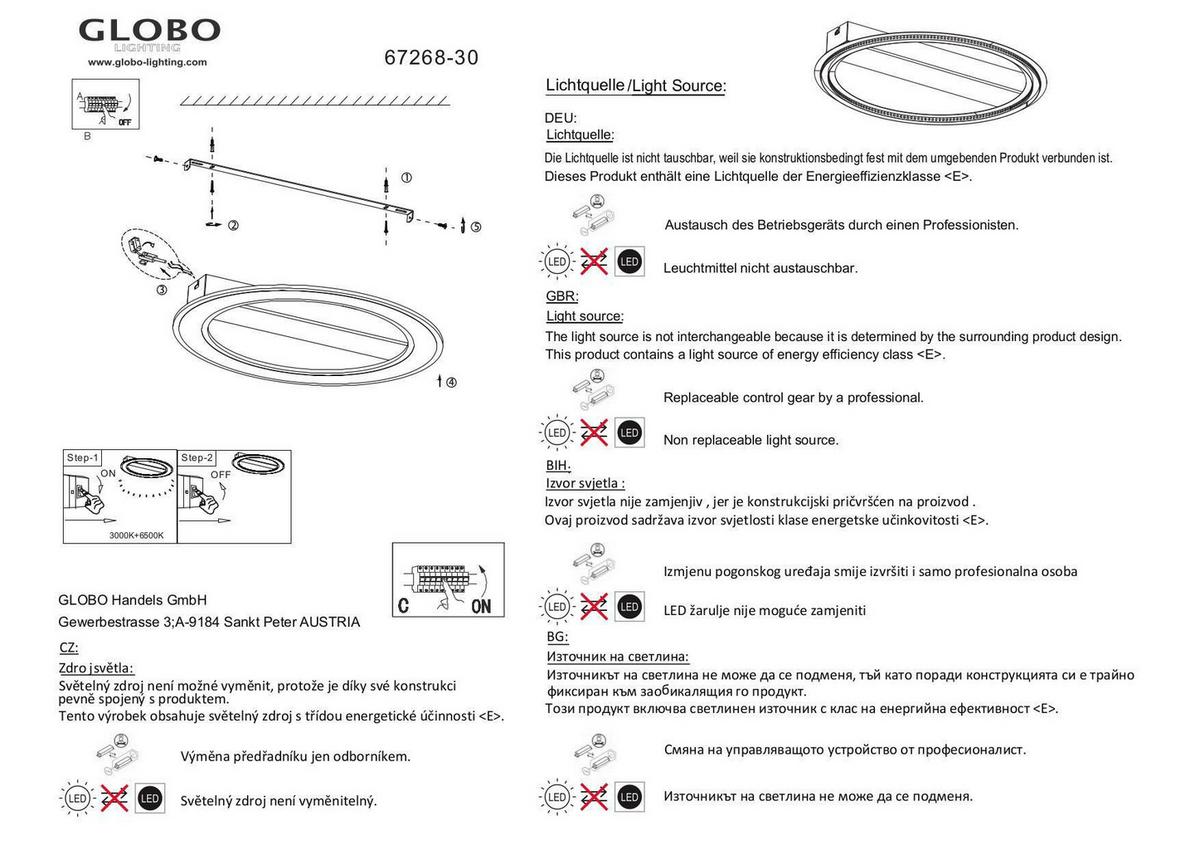 Stropna Led-svetilka Mattia, S Sijalko - črna/temno rjava, Basics, kovina/umetna masa (45/5,5cm) - Globo
