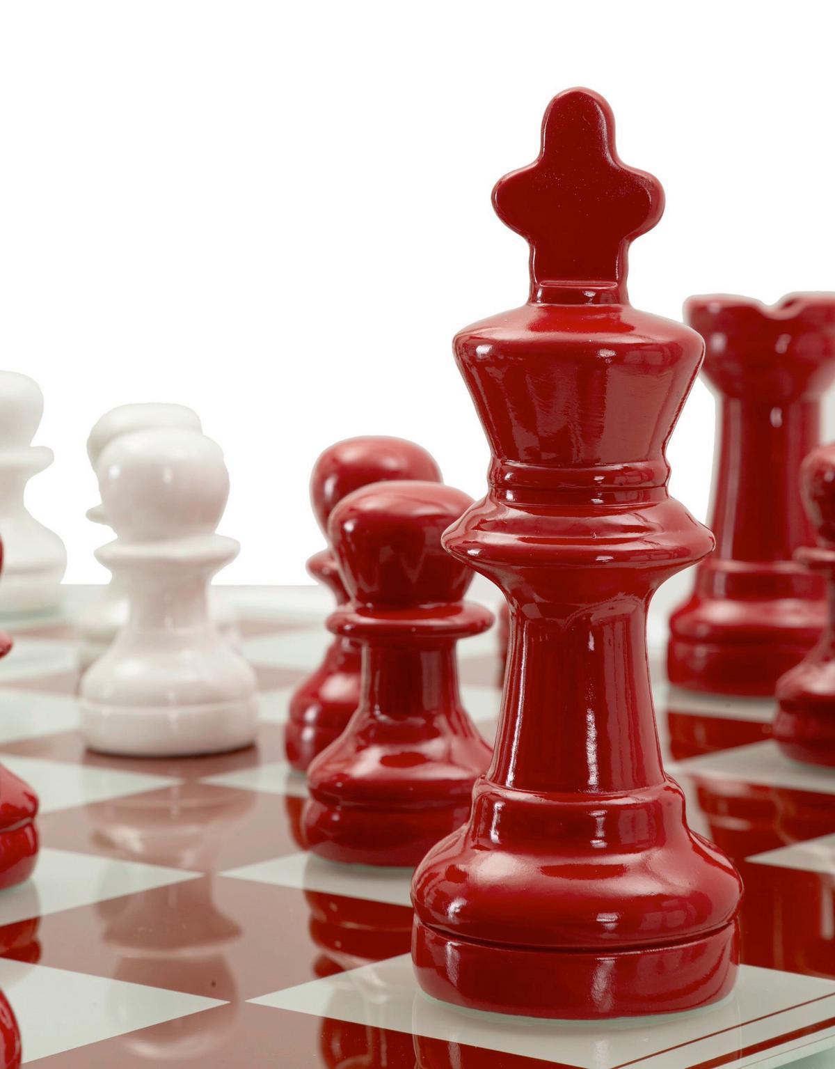 Skulptur Chess Board Red/White Multicolor - Basics, Glas/Kunststoff (61/61/14cm)