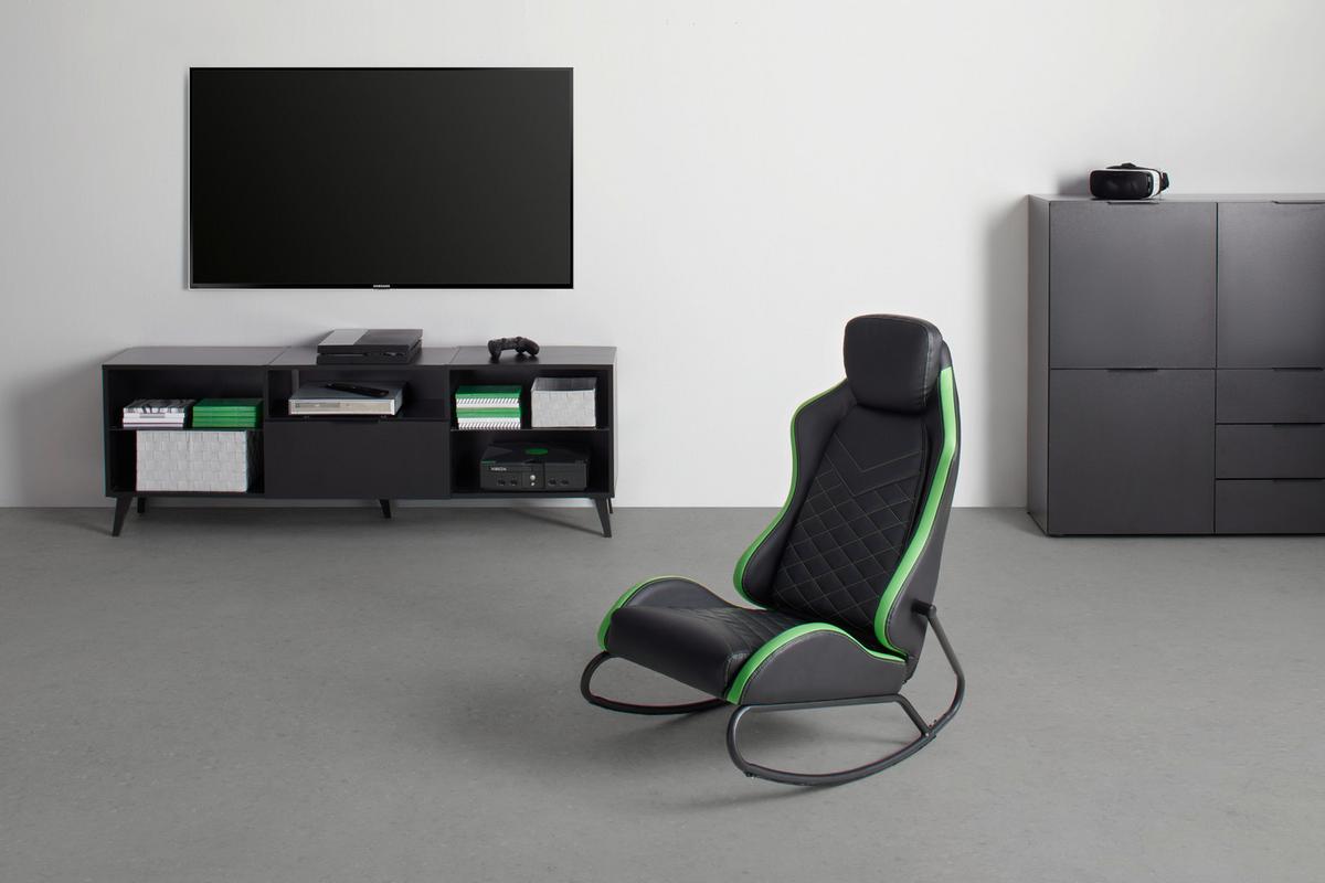 Gaming Stol Jacky - črna/zelena, Moderno, kovina/tekstil (48/88/71cm) - Mömax