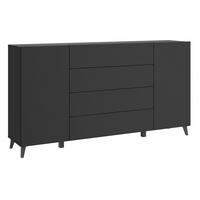 Comodă cu uși PHUKET - negru, Design, material pe bază de lemn (180/95,4/39cm) - P & B