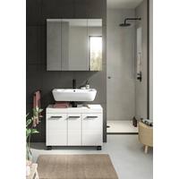 Badezimmer NOVA Weiß, Weiß Hochglanz 2-teilig - Weiß Hochglanz/Schwarz, Trend, Glas/Holzwerkstoff (82cm) - MID.YOU