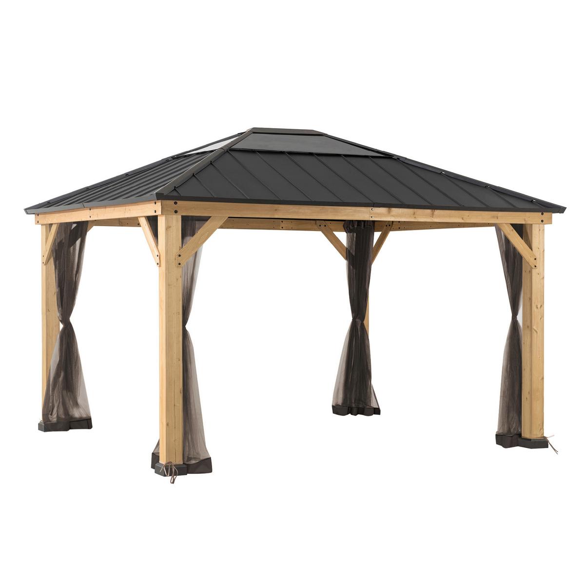 Pavillon-Seitenteil Gazebo Netz Braun ca. 393x452cm - Braun, Basics, Textil (399/220cm)
