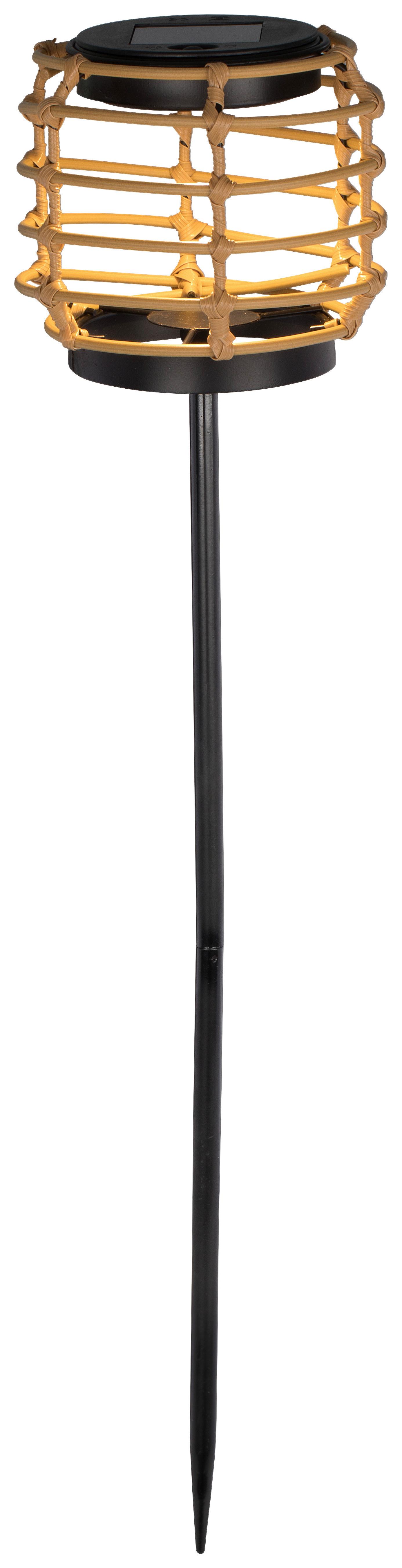 Solarleuchte Asra in Naturfarben/Schwarz - Schwarz/Naturfarben, MODERN, Kunststoff/Metall (13,5/56cm) - Modern Living