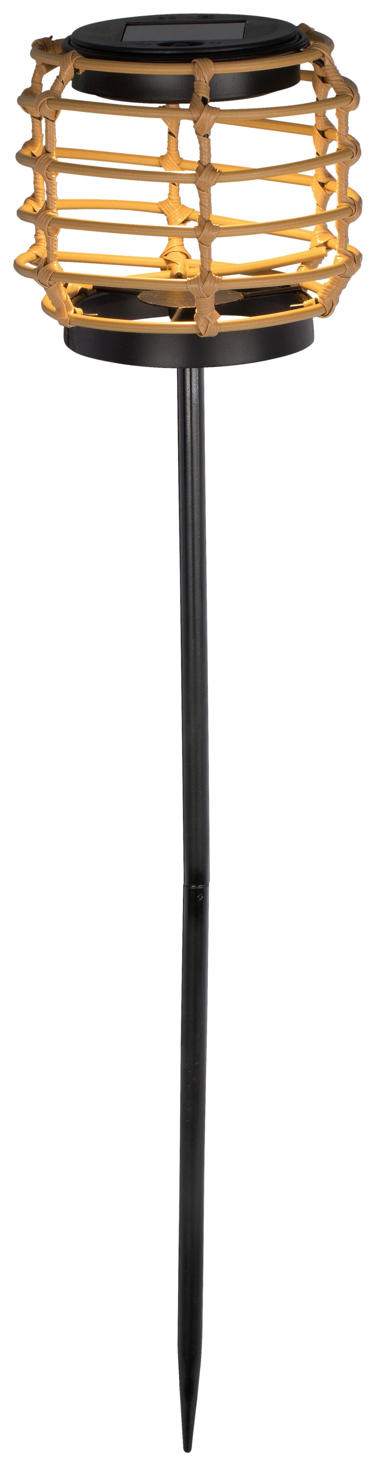 Solarleuchte Asra in Naturfarben/Schwarz - Schwarz/Naturfarben, MODERN, Kunststoff/Metall (13,5/56cm) - Modern Living