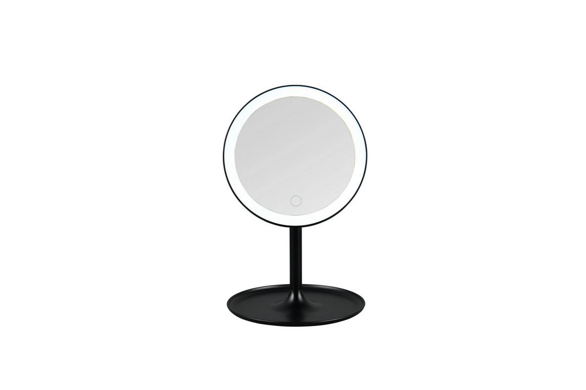 Schminkspiegel Liara Schwarz mit LED - Schwarz, MODERN, Glas/Kunststoff (18/28,5cm) - Mömax