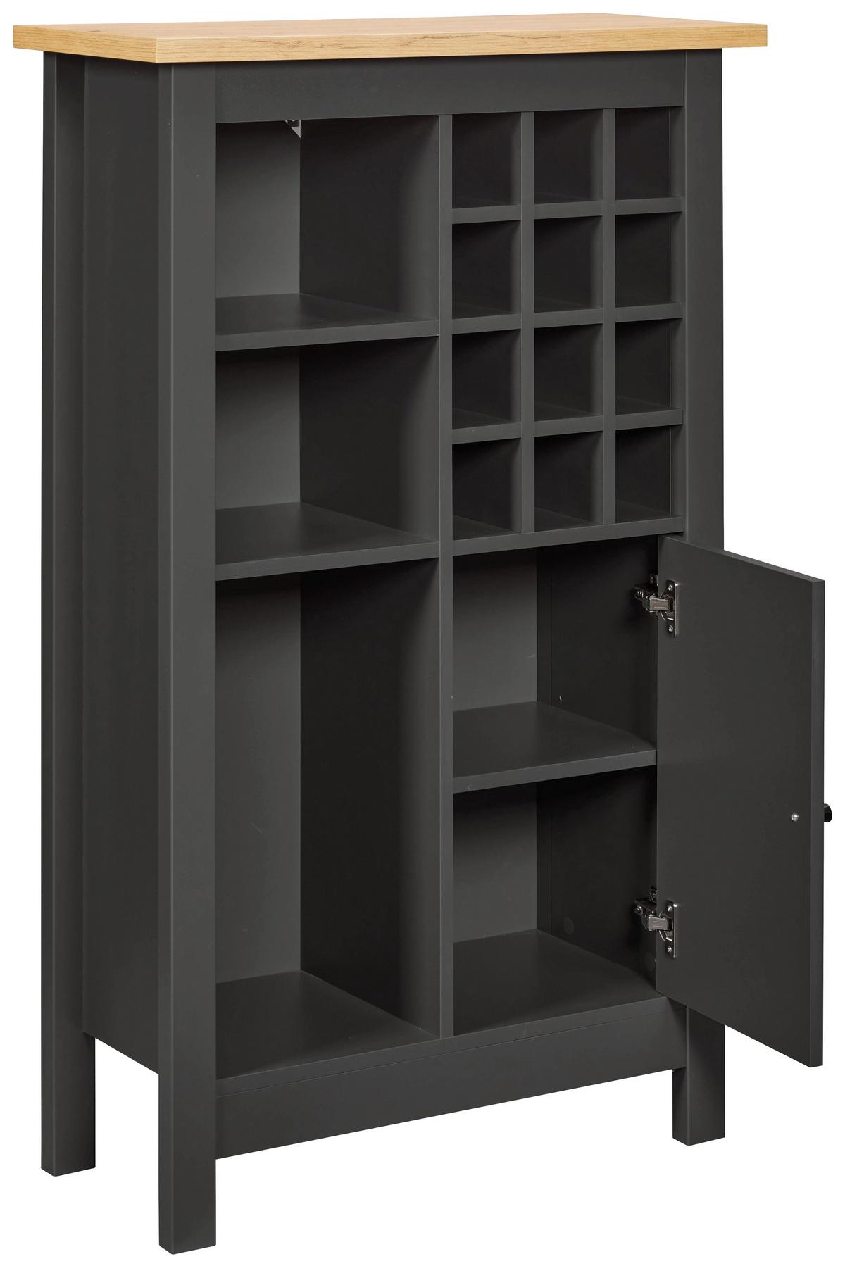 Weinschrank Venet, Anthrazit/Artisan Eiche - Anthrazit/Schwarz, ROMANTIK / LANDHAUS, Holzwerkstoff/Kunststoff (76,8/124,4/33cm) - Mömax