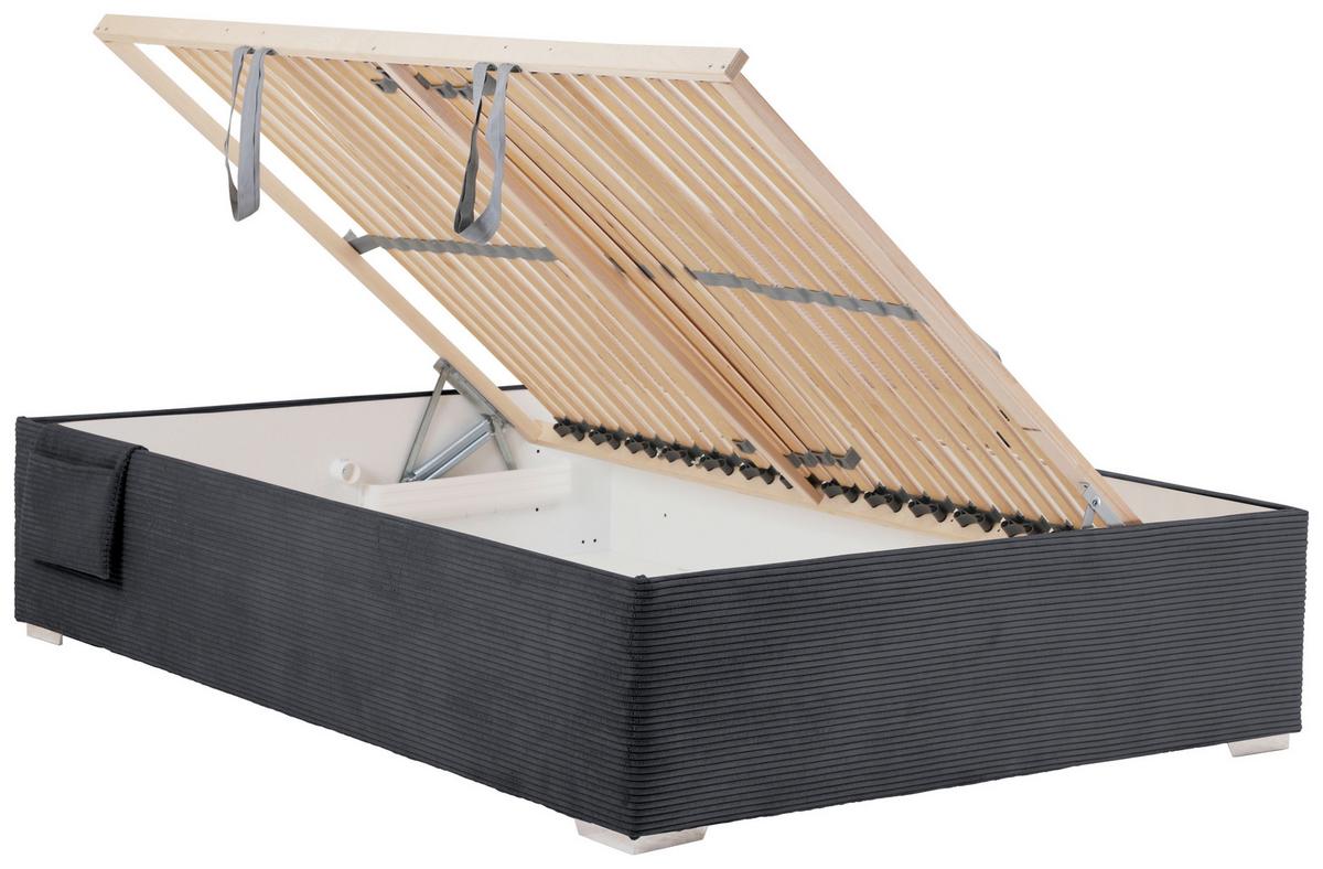 Bett Remi Graphitfarben ca. 120x200cm - Chromfarben/Graphitfarben, KONVENTIONELL, Holz/Kunststoff (120/200cm) - Mömax