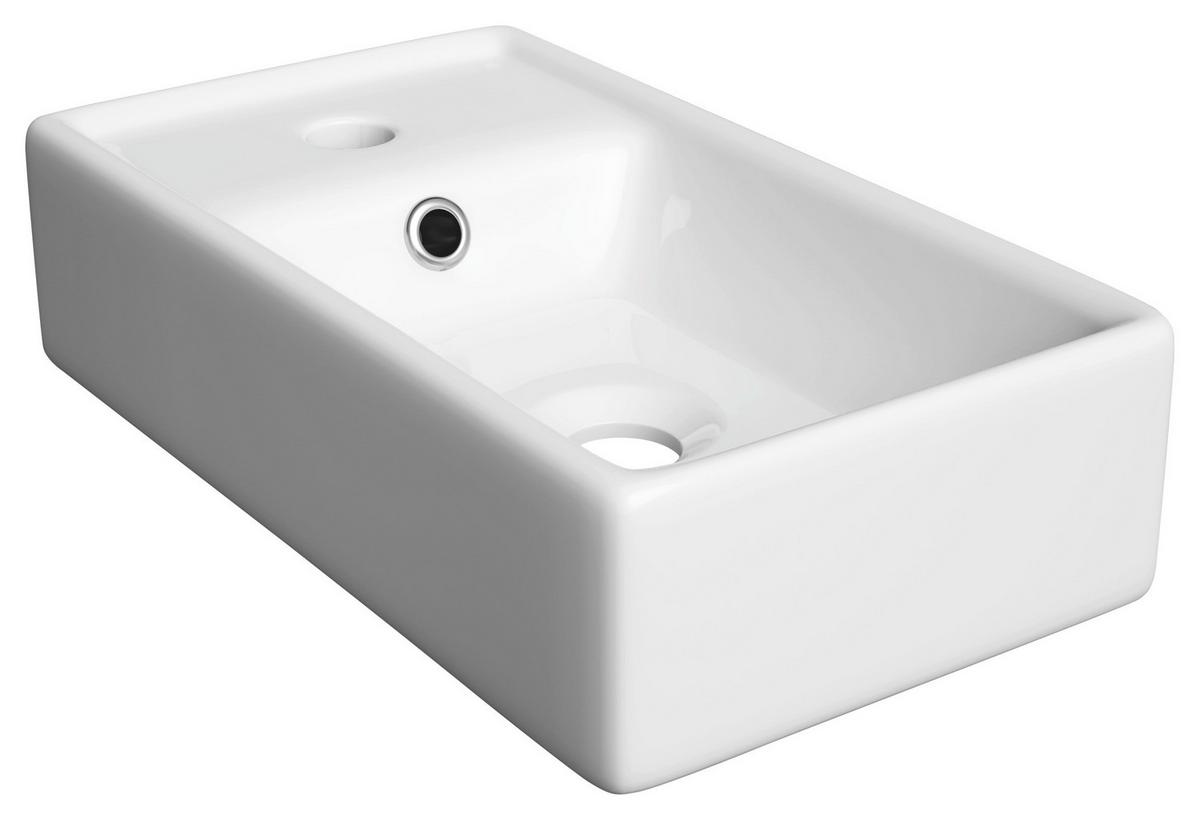 SZAFKA Z UMYWALKĄ BANO 2 - czarny/biały, Basics, materiał drewnopochodny/ceramika (40cm)