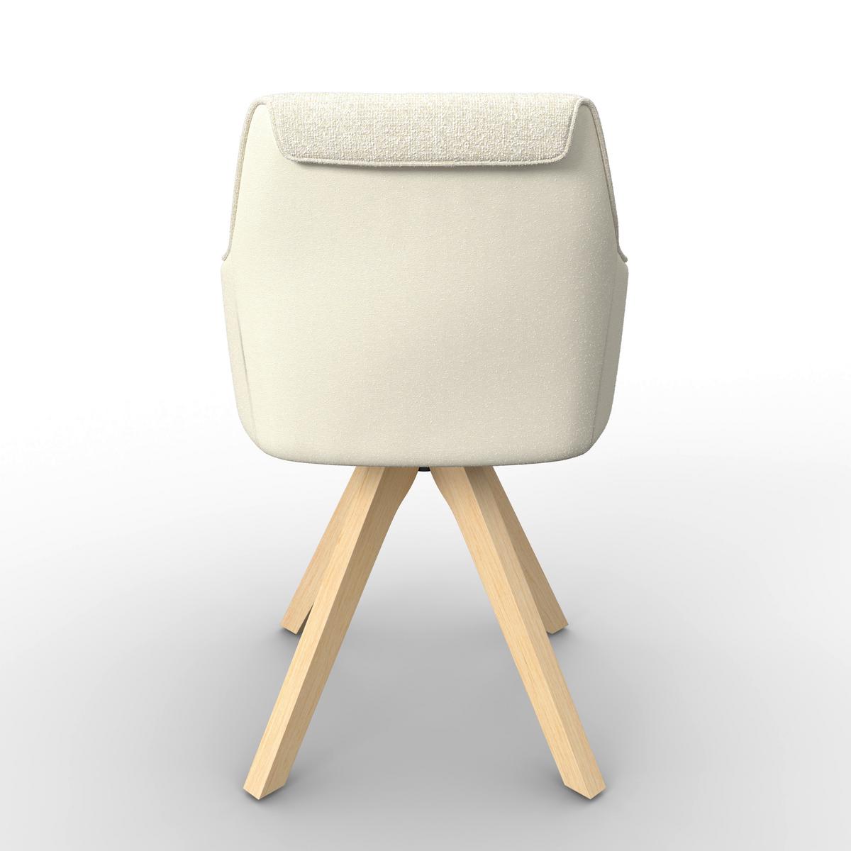 Armlehnstuhl Serena Creme Chenille/Leinenoptik Drehbar - Eichefarben/Creme, MODERN, Holz/Textil (62/86/65cm) - Bessagi Home