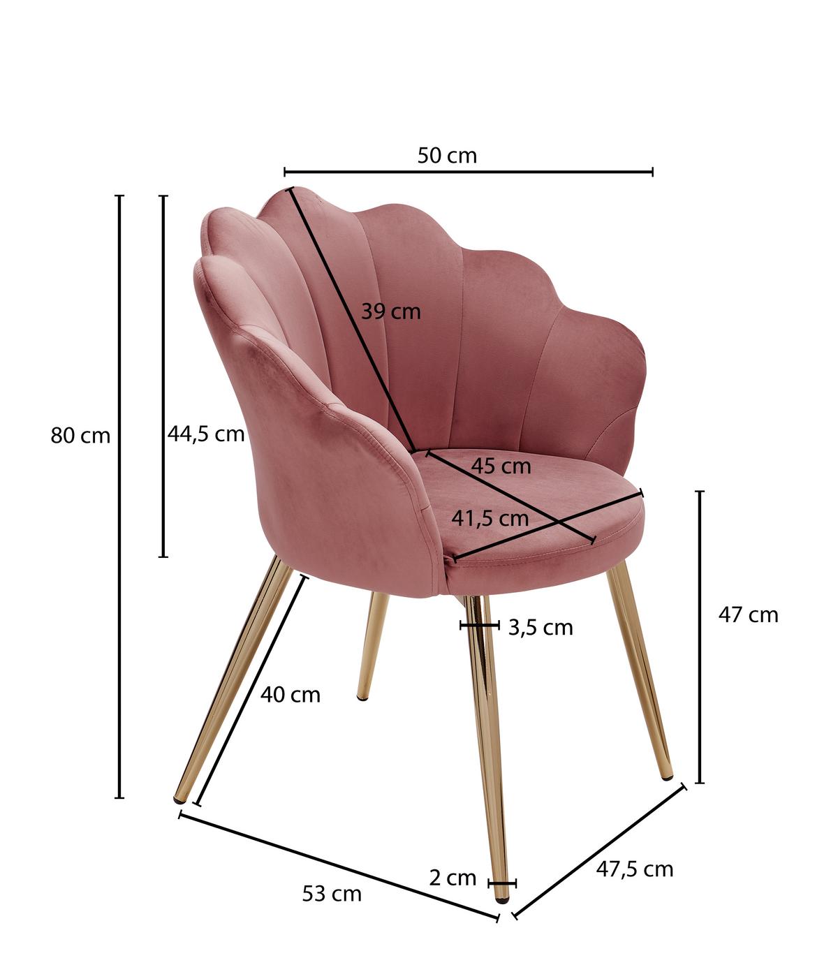 Naslanjač Wl6.284 - zlate barve/roza, Konvencionalno, kovina/tekstil (47,5/80/53cm) - MID.YOU