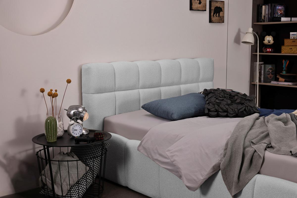 Polsterbett Ascona Hellgrau ca. 140x200cm - Hellgrau/Schwarz, KONVENTIONELL, Kunststoff/Textil (140/200cm) - Based