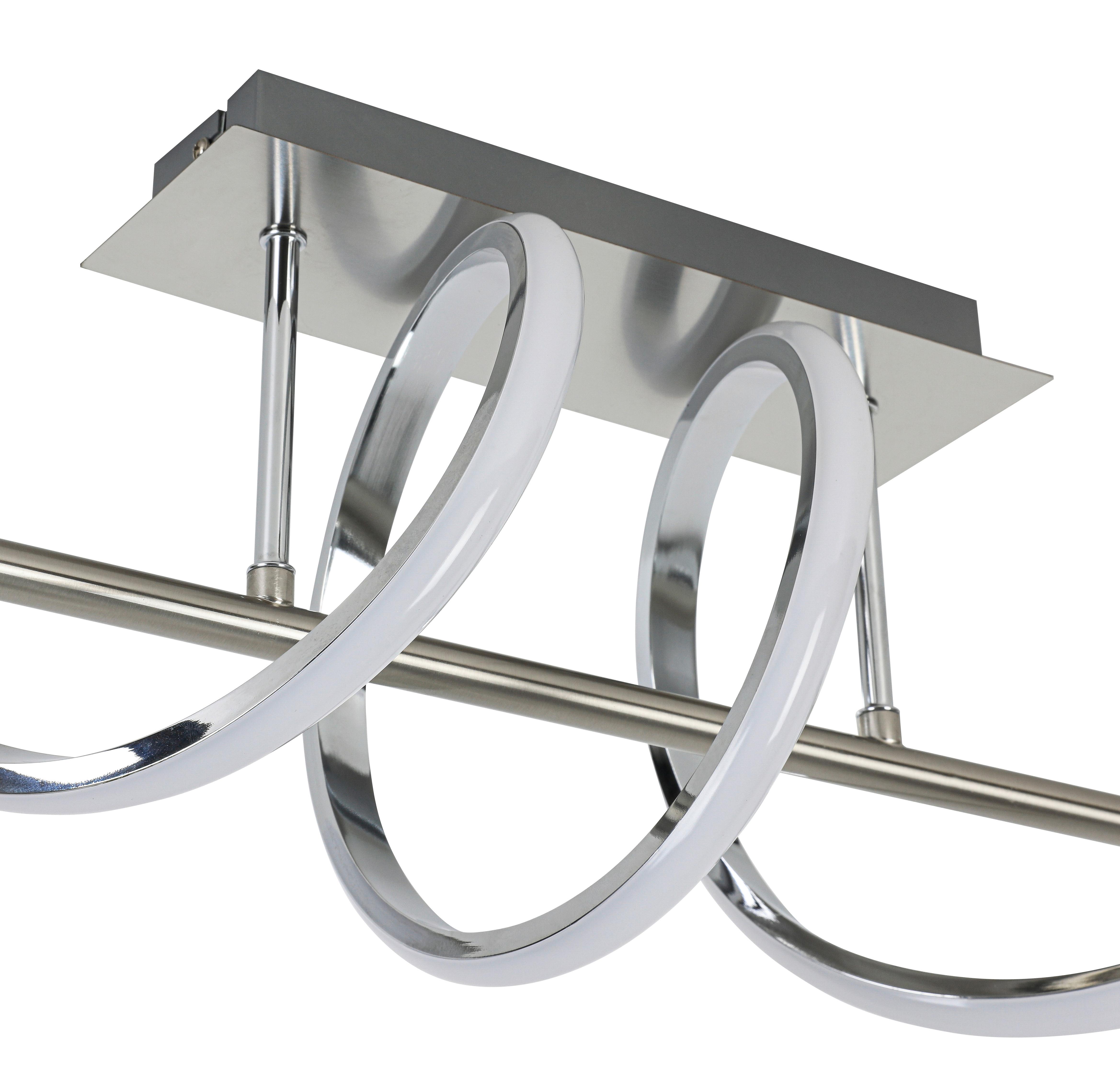 LED-TAKLAMPA LINA - kromfärg/nickelfärgad, Modern, metall/plast (20/80/26,5cm) - Mömax